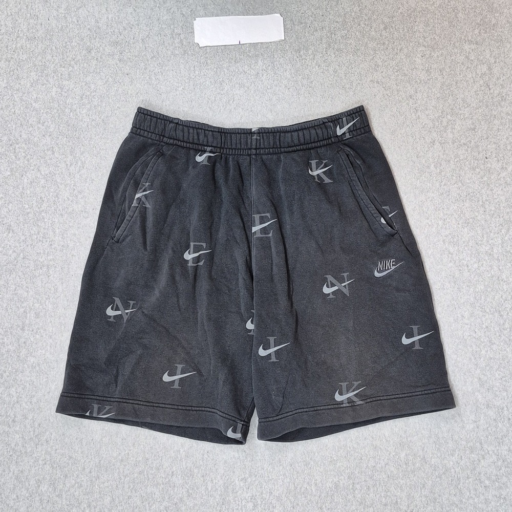 Nike Men Shorts M Black Graphic Sweat Fleece Nike Logos AOP DV9670-011